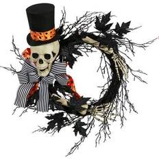 Nearly Natural 26" Halloween Dapper Skeleton Wreath Decoration