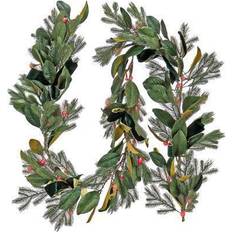 Decorations National Tree Company 9Ft Magnolia Mix Pine Garland with Lights Decoration