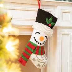 Decorations GlitzHome 20.5"L Santa & Snowman Hooked Stocking Snowman Decoration