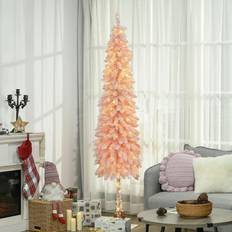 Flocked pencil christmas tree Homcom 6' Flocked Pencil Prelit Christmas Tree