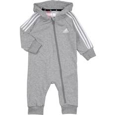 3-6M Jumpsuits adidas Infant Essentials 3-Stripes French Terry Bodysuit - Medium Grey Heather/White