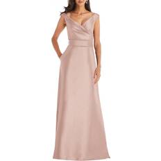 Alfred Sung Off-the-Shoulder Cuff Trumpet Gown - Toasted Sugar