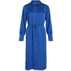Blå - Skjortekjoler Vila Long Sleeve Midi Shirt Dress