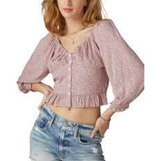 XXL Blouses Lucky Brand Button Front Top - Pink Multi