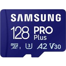 128 GB - microSDXC Minnekort & minnepenner Samsung Pro Plus microSDXC Class 10 UHS-I U3 V30 A2 180/130MB/s 128GB +SD Adapter