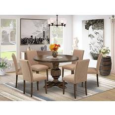 East West Furniture Irving Dining Set 48" 7