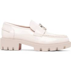 Christian Louboutin Beige - Damen Halbschuhe Christian Louboutin CL Moc lug flat light pink patent leather loafers