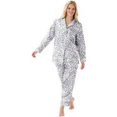 Plus Women's Classic Flannel Pajama Set by Dreams & Co. in Ivory Animal Size 14/16 Pajamas