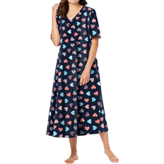 Dreams & Co Women's Long Print Sleepshirt Plus Size - Navy Americana Heart