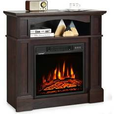 Costway 32'' 1400W Electric Fireplace Mantel Tv Stand Space Heater Brown Brown