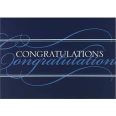 Jam Paper Blank Congratulations Card Sets 25/Pack White & Blue Script