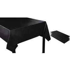 Table Cloths Juvale 3-Pack Black Disposable Plastic Rectangular Tablecloth Table Covers 54" x 108" Black