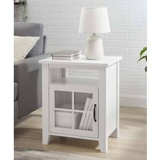 White and glass end tables Walker Edison End Windowpane Small Table