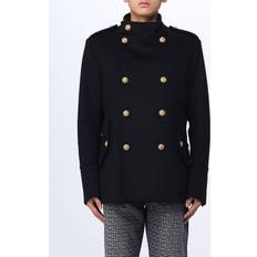 Balmain Short Double-Breasted Coat Black