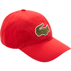 Lacoste Red Caps Lacoste Contrast Strap And Oversized Crocodile Cap Unisex - Red