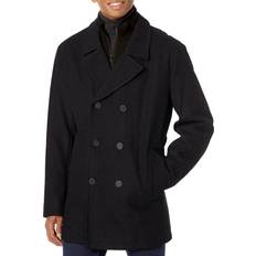 Black - Men Capes & Ponchos Marc New York Men's Burnett Double-Breasted Wool-Blend Coat Jacket Charcoal