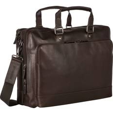 Leonhard Heyden dakota zipped briefcase 2 compartments henkeltasche tasche brown