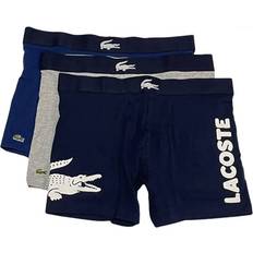 Lacoste White Men's Underwear Lacoste navy/white-silver chine long stretch plain and print 3-pack boxer
