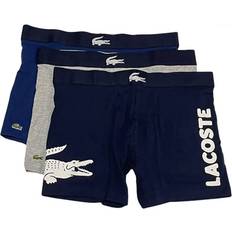 Lacoste Men Clothing Lacoste navy/white-silver chine long stretch plain and print 3-pack boxer