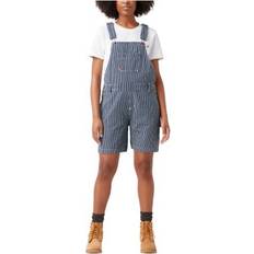 Dickies Blue - Women Shorts Dickies Bib Shortalls for Ladies Rinsed Hickory Stripe