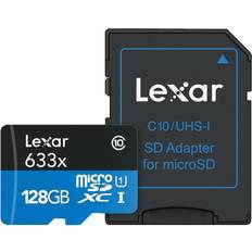 LEXAR High Performance microSDXC UHS-I Class 10 U1 95MB/s 128GB +SD Adapter (633x)