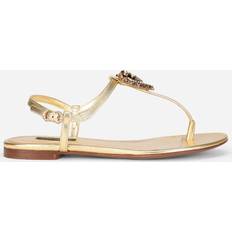 Dolce & Gabbana Women Sandals Dolce & Gabbana Devotion leather thong sandals metallic