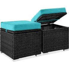 Best outdoor patio sets Best Choice Products of 2 Wicker Ottomans Outdoor Lounge Set