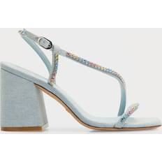 Stuart Weitzman Soiree Crystal Block Sandal Light/Multi Women's Shoes Blue