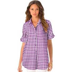 Red - Women Shirts Roaman's plus french check big shirt shirt