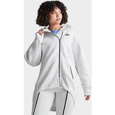 Tops Nike Women's Sportswear Tech Fleece Oversized Cape Full-Zip Hoodie Light Grey/Heather/Black