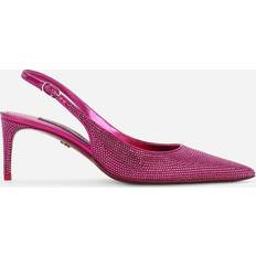 Dolce & Gabbana Satin And Rhinestone Sling Back bouganville_fuxia