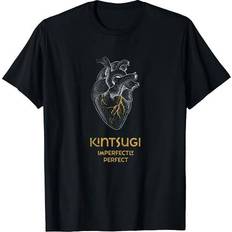 Kintsugi Japanese Repair Pottery Golden Heart T-shirt - Black