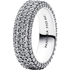 Pandora Timeless Pavé Triple-Row Ring - Silver/Transparent