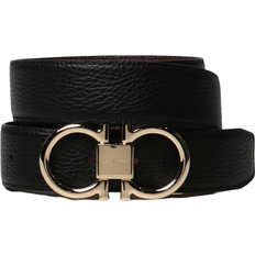 Salvatore Ferragamo Men's Textured Leather Belt With Gancini Detail In  Beige
