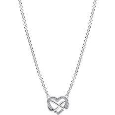 Silver - Women Necklaces Pandora Infinity Heart Choker Necklace - Silver/Transparent