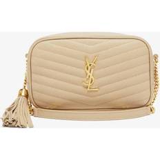 Saint Laurent Lou Mini Leather Crossbody Bag in Natural