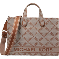 Michael Kors Empire Large Signature Logo Convertible Crossbody Bag - Vanilla/Luggage