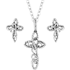 Women Jewelry Sets Montana Silversmiths Hold Steady Faith Cross Jewelry Set - Silver