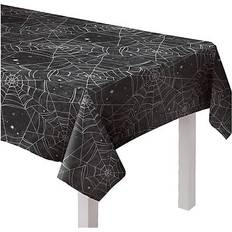 Amscan Spiderweb Night Halloween Tablecover, Black/White 570315 Black