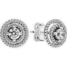 Pandora Sparkling Double Halo Stud Earrings - Silver/Transparent