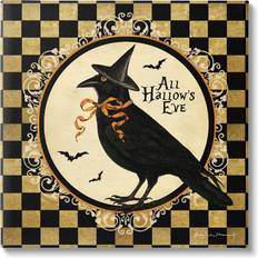 Stupell Industries All Hallow s Eve Halloween Crow Holiday Painting Black Print Framed Art