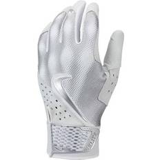 Nike White Gloves Nike Mens Alpha Elite Batting Gloves Mens White/White/Metalallica Silver