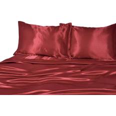 Textiles Elite Home Luxury Satin Bed Sheet Red (259.1x228.6)