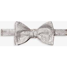 Sløyfer Eton Mens Light Grey Paisley-print Silk bow tie