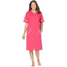 Women Robes Plus Women's Short French Terry Robe by Dreams & Co. in Pink Burst Size 5X