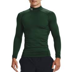 Under Armour Mens ColdGear Compression Mock Forest Green 301/White