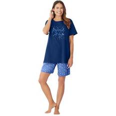 Plus Women's Knit PJ Short Set by Dreams & Co. in Evening Blue Pajamas Size 5X