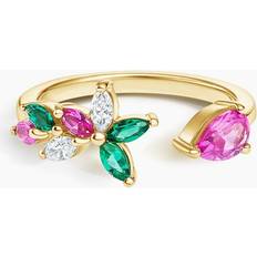 Brilliant Earth Logan Hollowell Bloom Open Ring - Gold/Diamonds/Sapphires/Emeralds