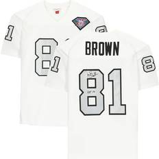 Sports Fan Products Tim Brown Oakland Raiders Autographed Mitchell & Ness NFL 75th Anniversary Authentic Jersey with HOF 2015