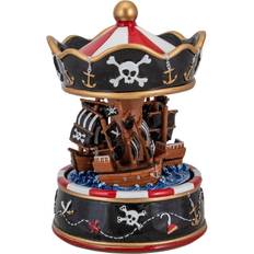 Music Boxes Northlight 6 .5" Children's Rotating Pirate Ship Carousel Music Box"